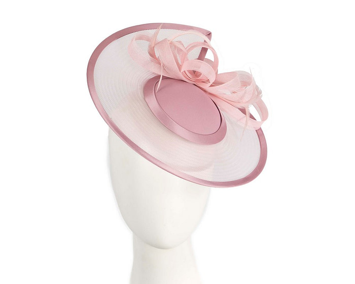 Custom made dusty pink pillbox hat with feathers - Hats From OZ