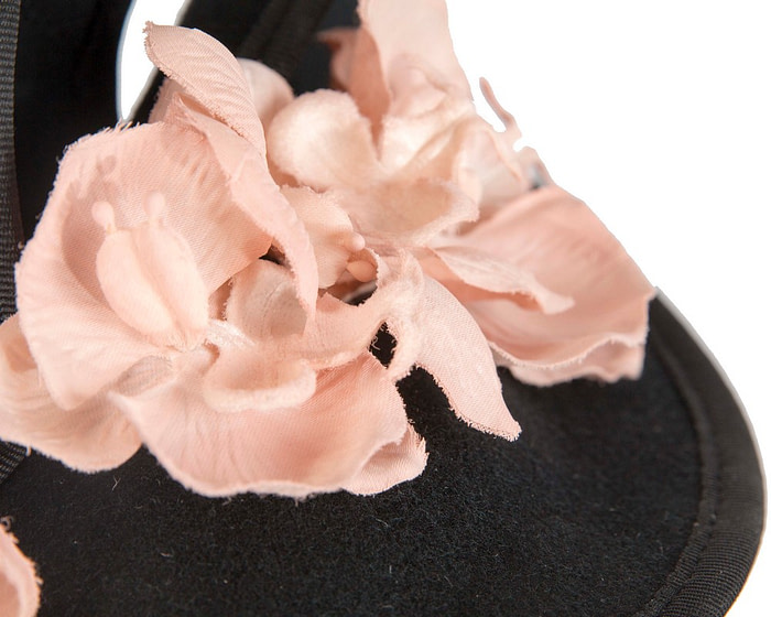 Black and nude winter felt fascinator with orchid - Hats From OZ