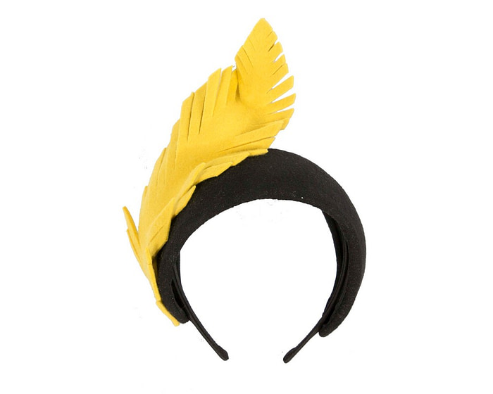 Bespoke black & yellow winter racing fascinator headband - Hats From OZ