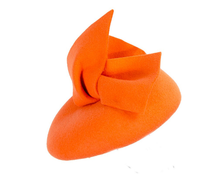 Orange felt winter racing pillbox fascinator - Hats From OZ