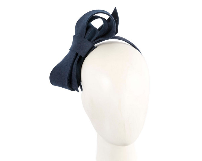 Navy felt bow fascinator by Max Alexander - Hats From OZ