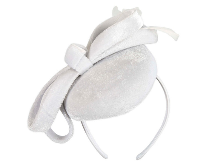 White velvet pillbox winter fascinator - Hats From OZ