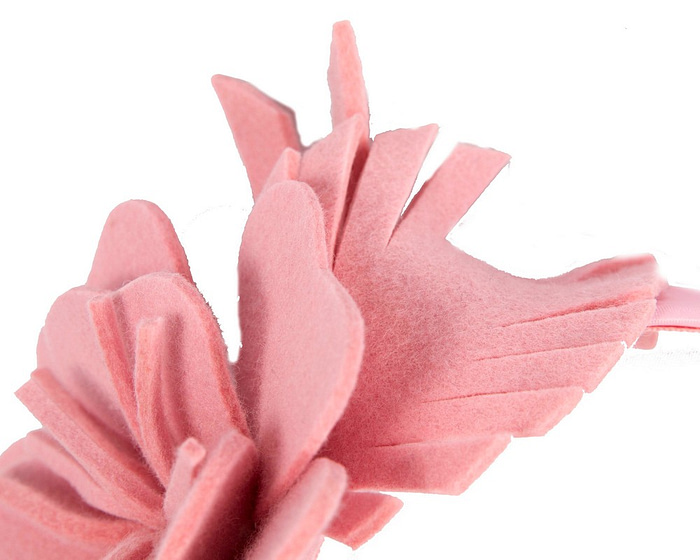 Pink felt flower winter fascinator by Max Alexander - Hats From OZ