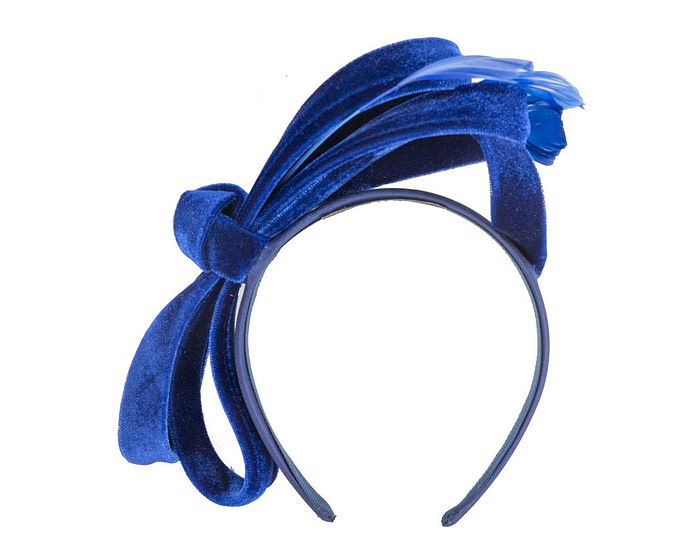 Royal blue velvet bow racing fascinator by Max Alexander - Hats From OZ