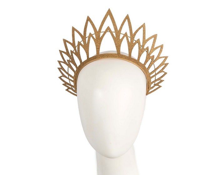 Gold laser-cut crown fascinator headband by Max Alexander - Hats From OZ