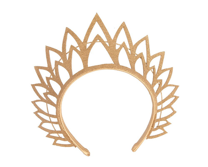 Gold laser-cut crown fascinator headband by Max Alexander - Hats From OZ