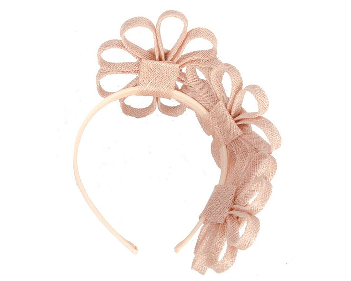 Nude sinamay flowers headband by Max Alexander - Hats From OZ
