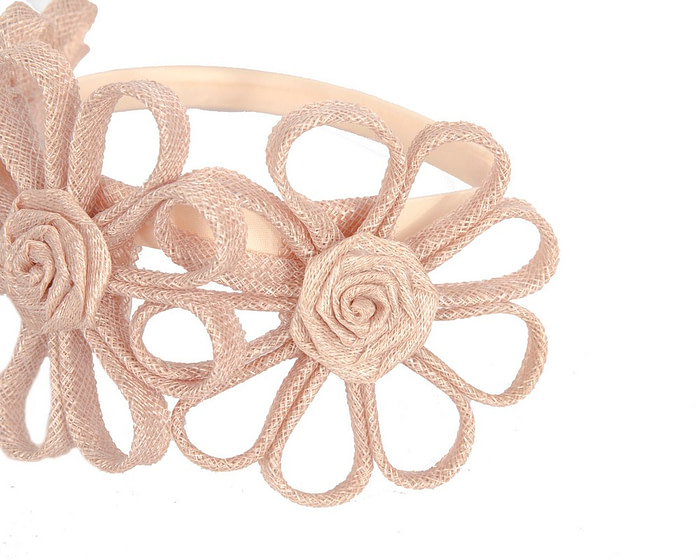 Nude sinamay flowers headband by Max Alexander - Hats From OZ