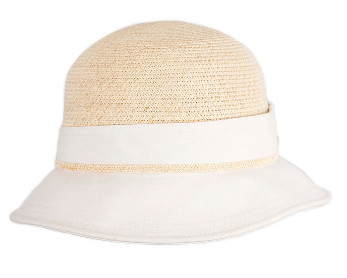 White straw ladies summer beach hat - Hats From OZ