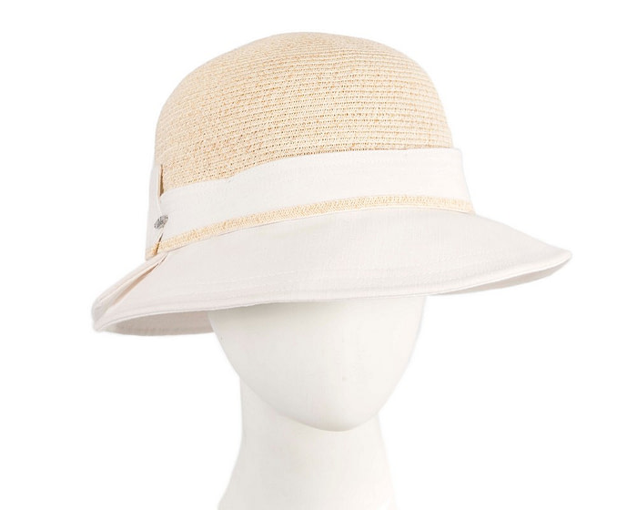 White straw ladies summer beach hat - Hats From OZ
