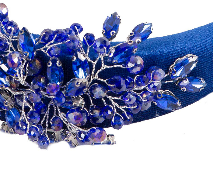 Royal Blue crystals fascinator headband by Cupids Millinery - Hats From OZ