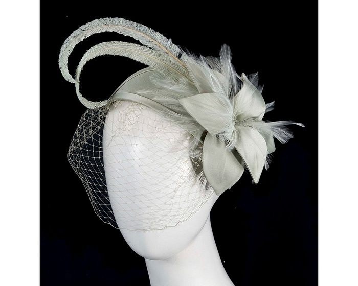 Mint Green Custom Made Cocktail Hat Fascinator with veiling - Hats From OZ