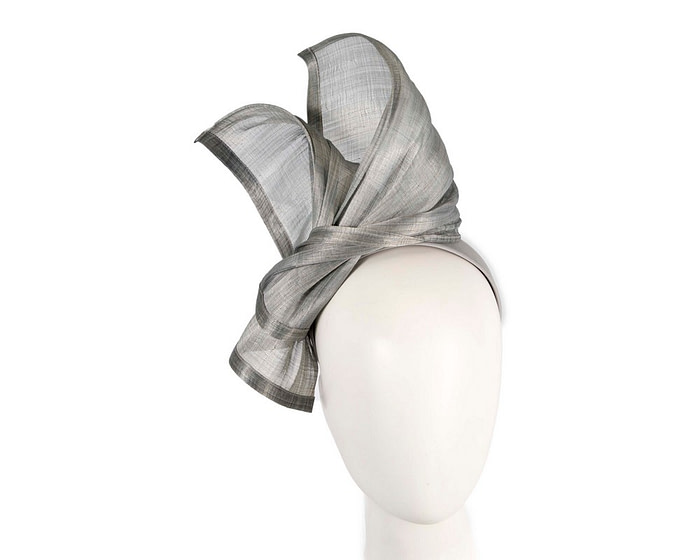 Bespoke silver silk abaca racing fascinator by Fillies Collection - Hats From OZ