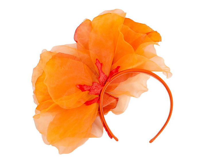 Large orange silk flower fascinator by Fillies Collection - Hats From OZ