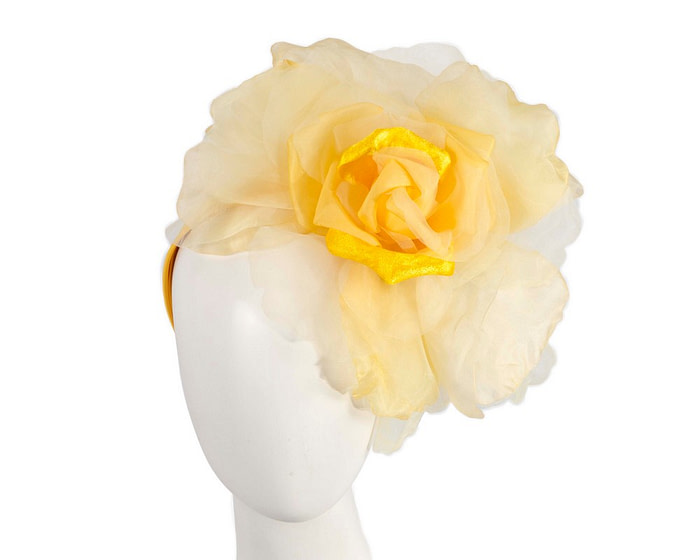 Large yellow silk flower fascinator by Fillies Collection - Hats From OZ