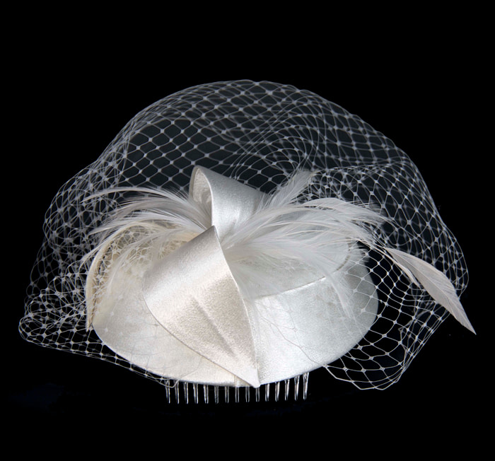 Cream cocktail Pillbox Hat for weddings buy online in Australia K4811C - Image 4