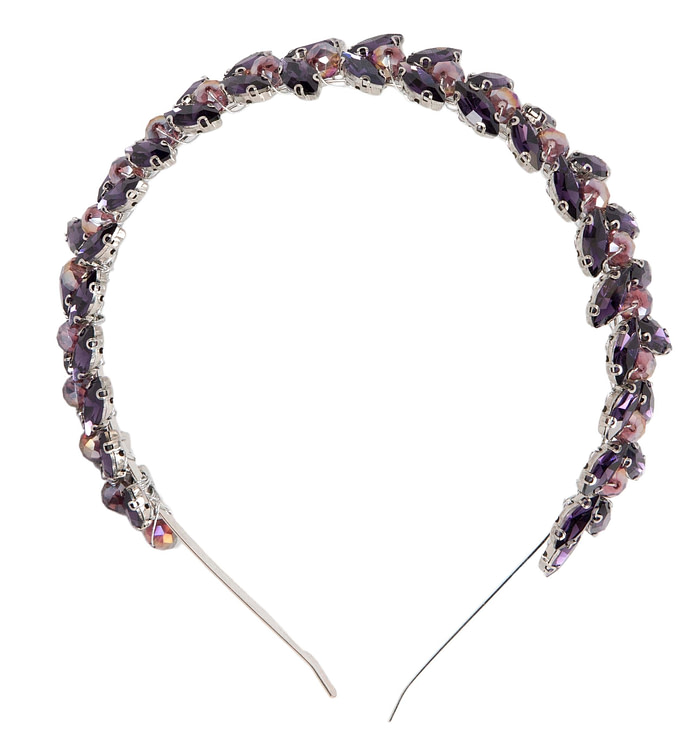 Petite purple crystal headband fascinator - Hats From OZ