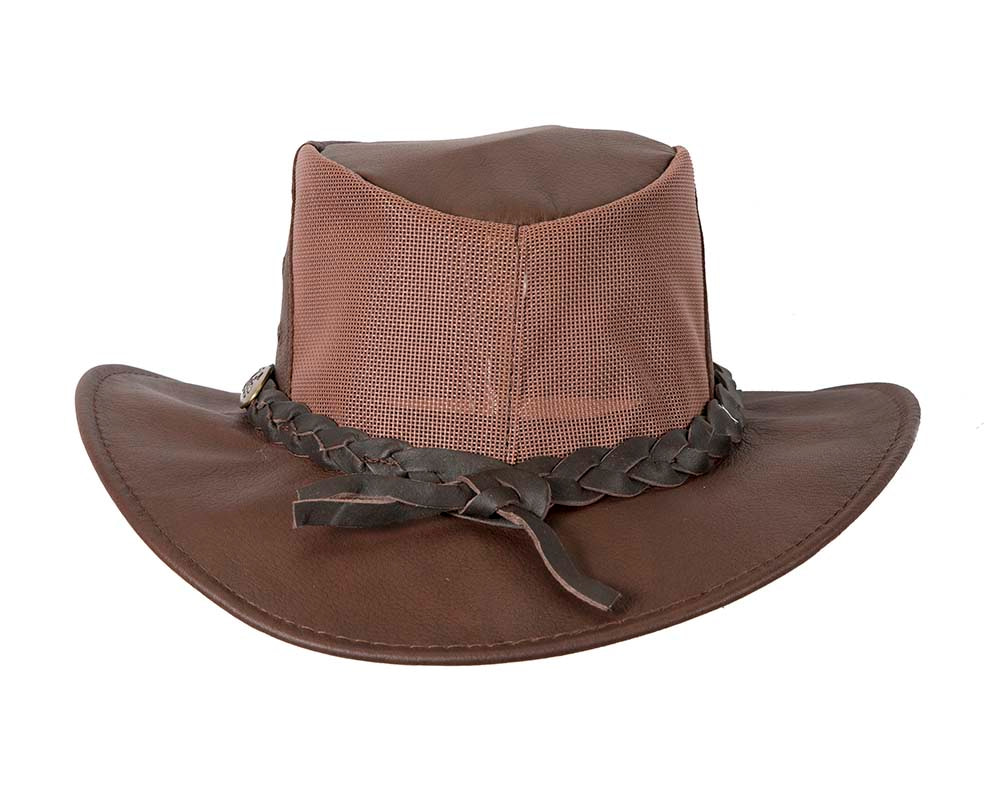 Minnetonka Aussie Brown Leather Cowboy Hat Large