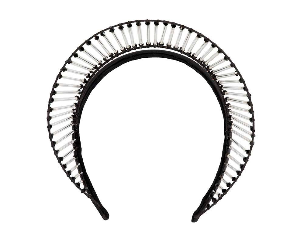 Bespoke black headband fascinator by Cupids Millinery Online in