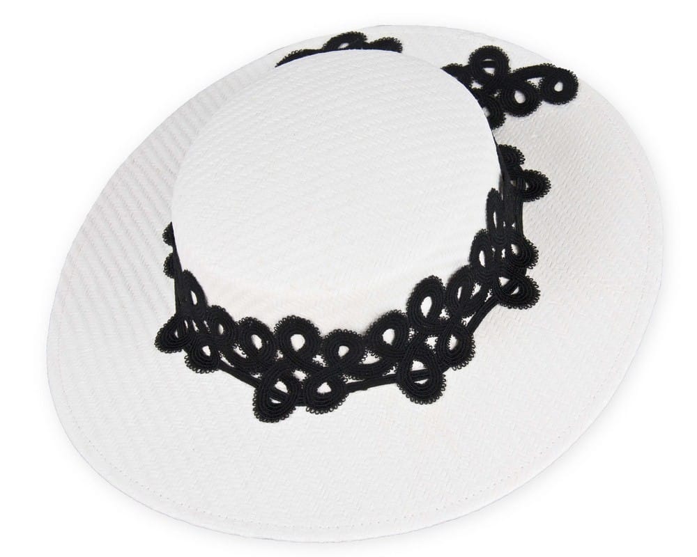 White & Black boater hat with lace Online in Australia | Hats From OZ