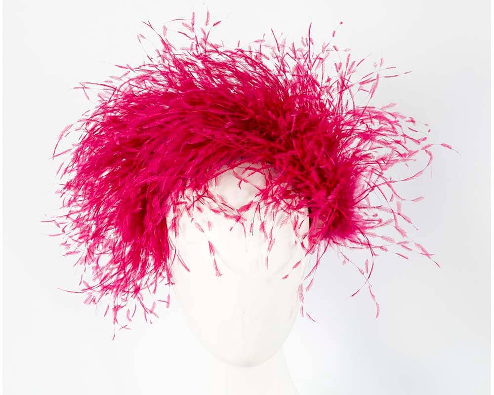 Bespoke fuchsia headband with оstriсh feathers by Cupids Millinery Online  in Australia | Hats From OZ