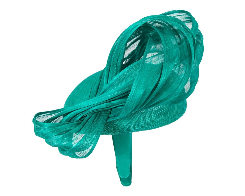 Teal pillbox fascinator with silk abaca bow by Fillies Collection