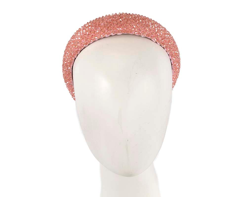 Pink crystals fascinator headband by Cupids Millinery Online in