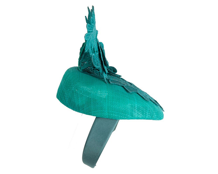 Elegant Teal Pillbox Fascinator with Lace - Image 4