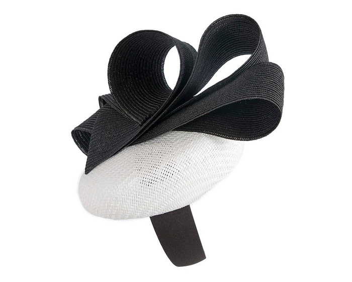 White & Black pillbox fascinator by Fillies Collection - Image 4