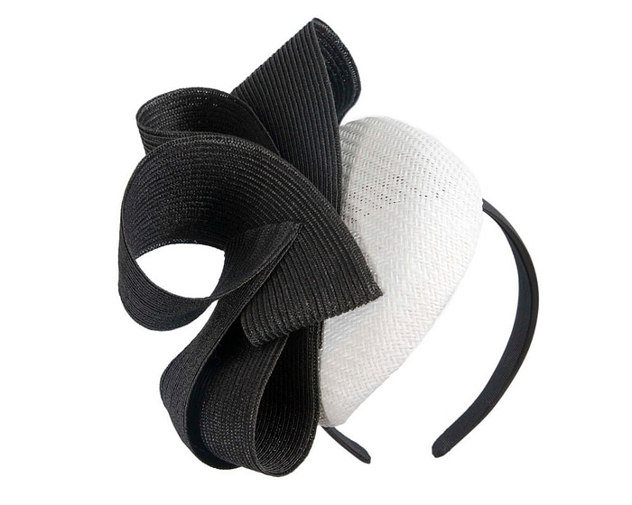 White & Black pillbox fascinator by Fillies Collection - Image 2