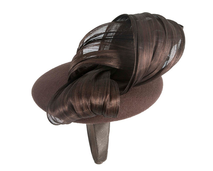 Chocolate fascinator with silk abaca bow - Image 5