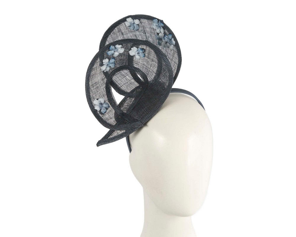 Exquisite navy sinamay fascinator by Max Alexander - Hats From OZ