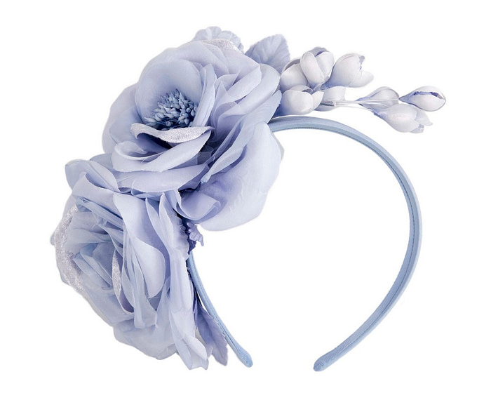 Large blue flower fascinator headband by Max Alexander - Image 2