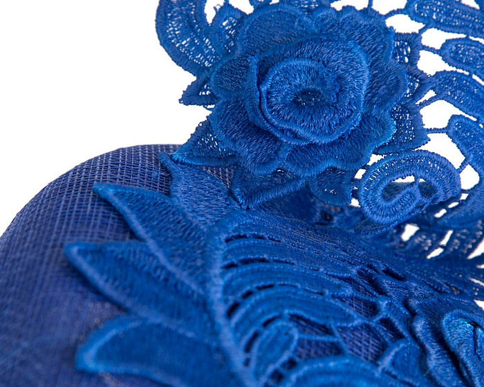 Elegant Royal Blue Pillbox Fascinator with Lace - Image 5