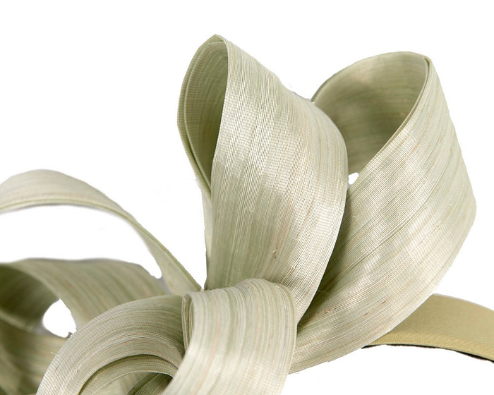 Sage green abaca loops racing fascinator - Image 3