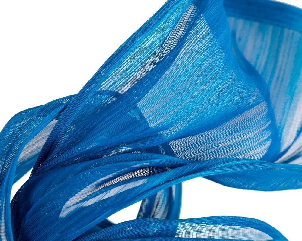 Blue silk abaca racing fascinator by Fillies Collection - Fascinators Online Blue silk abaca racing fascinator by Fillies Collection - Image 3