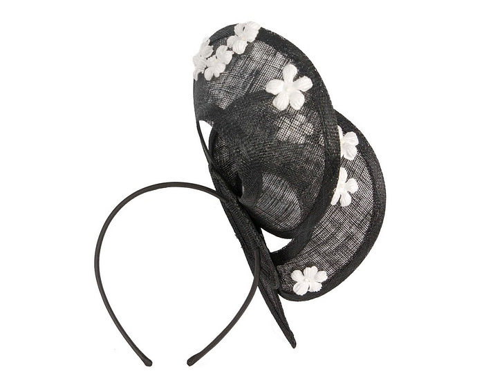 Exquisite black & cream sinamay fascinator by Max Alexander - Image 4