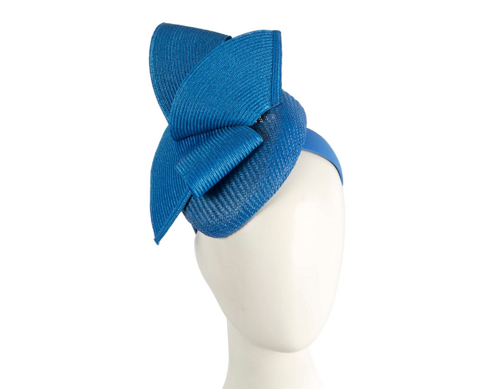 Bespoke royal blue pillbox fascinator by Fillies Collection