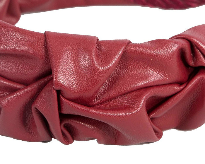 Wine-colored leather fascinator headband - Image 3