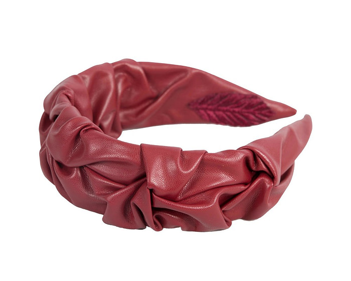 Wine-colored leather fascinator headband - Image 2