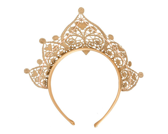 Modern gold crown racing fascinator by Cupids Millinery - Image 4