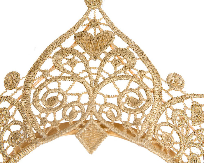Modern gold crown racing fascinator by Cupids Millinery - Image 3