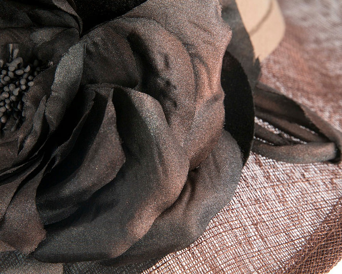 Exclusive coffee ladies winter fashion hat with flower by Cupids Millinery - Image 5