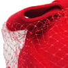 Red winter felt beret hat with face veil - Image 5