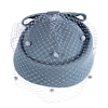 Light Blue winter felt beret hat with face veil - Image 3