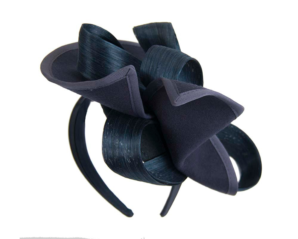 Twisted navy winter fascinator by Fillies Collection - Image 5