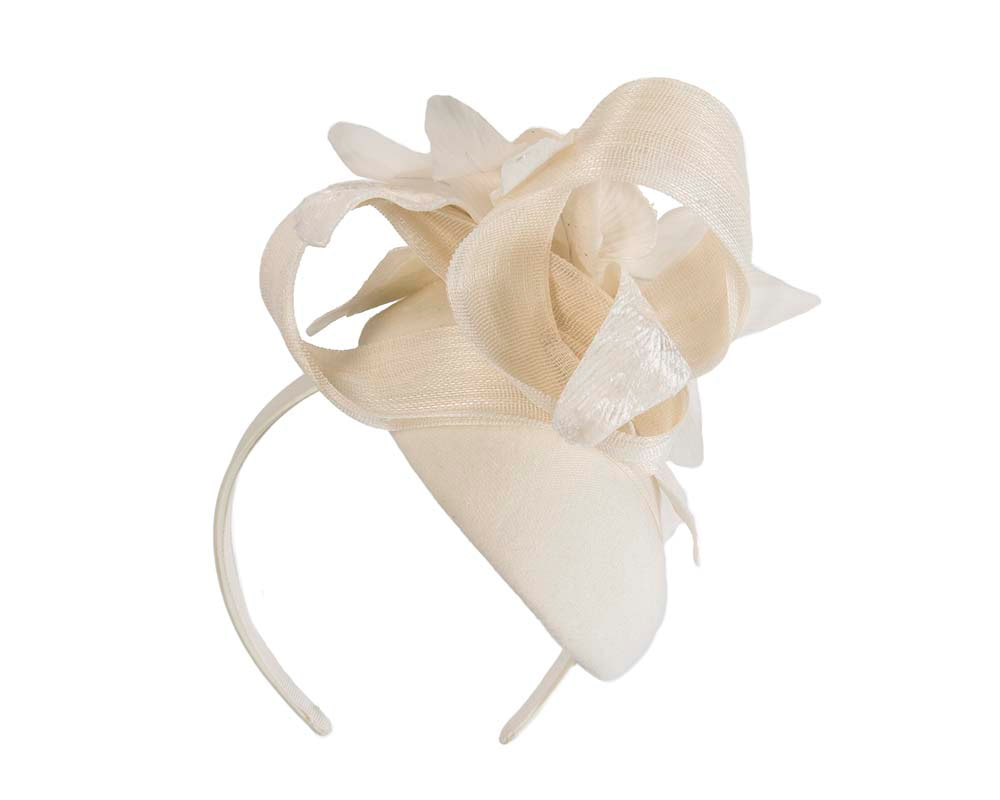Bespoke cream pillbox winter fascinator with flower by Fillies Collection - Fascinators.com.au Bespoke cream pillbox winter fascinator with flower by Fillies Collection - Image 6