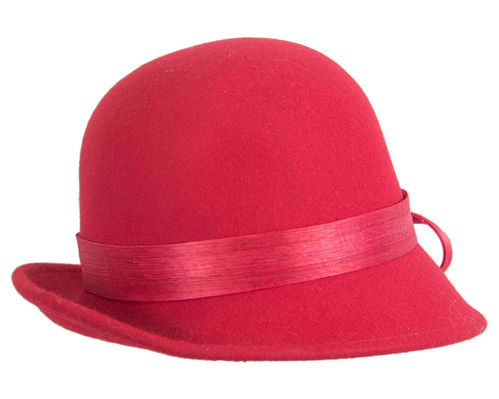 Red ladies felt cloche hat by Fillies Collection - Image 3