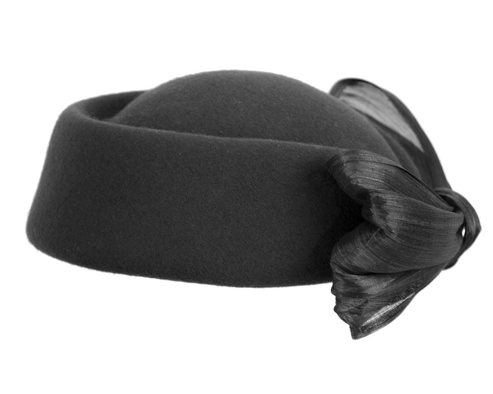Black Jackie Onassis felt beret by Fillies Collection - Fascinators.com.au Black Jackie Onassis felt beret by Fillies Collection - Image 4