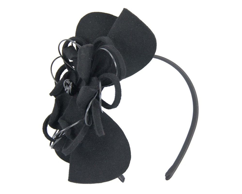 Black felt flower fascinator headband - Image 2